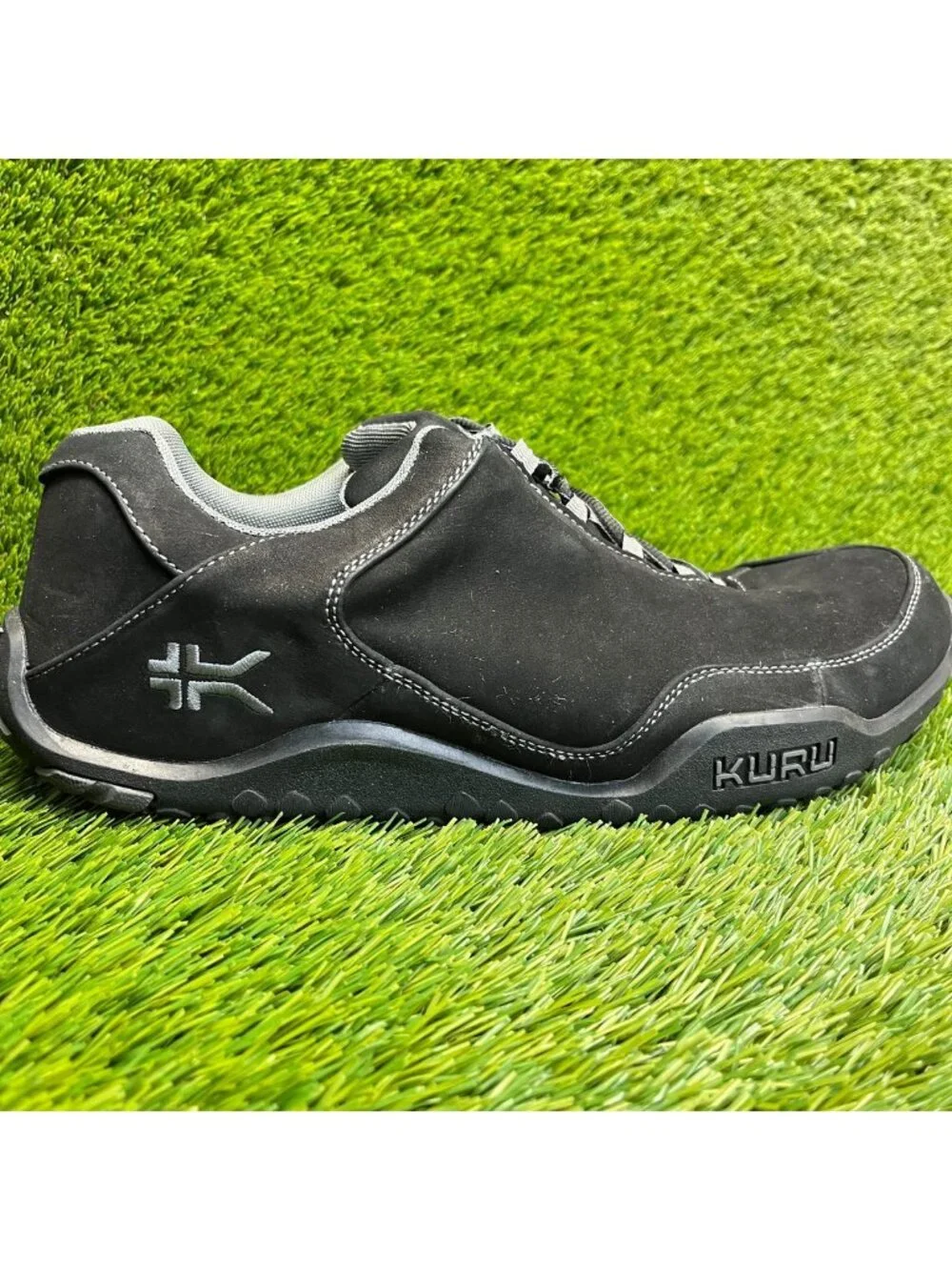 Kuru Chicane Mens Size 13 Black Gray Athletic Running Leather Shoes Sneakers